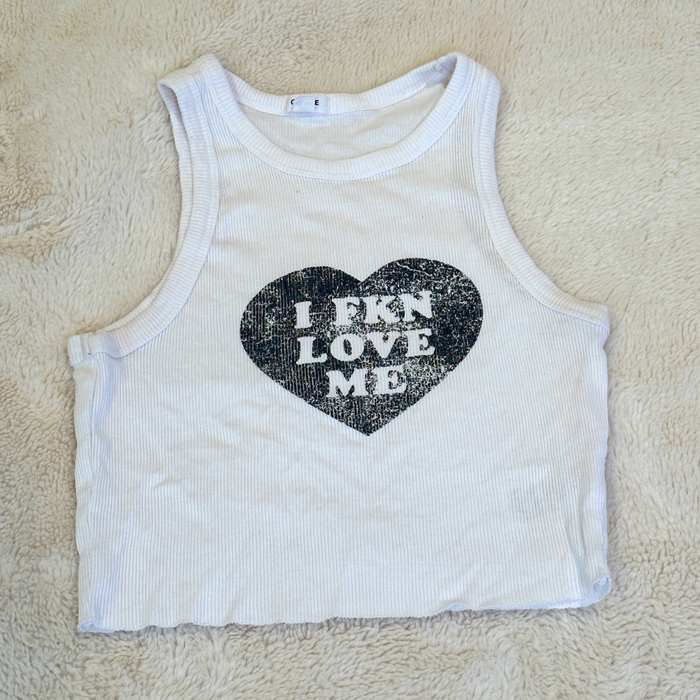 I FKN LOVE ME cropped tank top